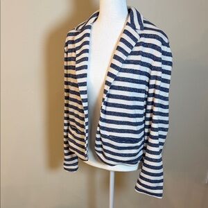 Baccini Women's Large Blue and White Stripe Blazer Jacket